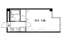 叡山電鉄叡山本線 元田中駅 徒歩3分の賃貸マンション 3階1Kの間取り