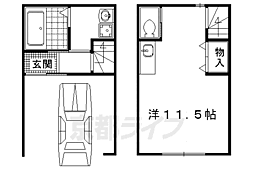 京都市営烏丸線 松ヶ崎駅 徒歩13分の賃貸アパート 1階ワンルームの間取り