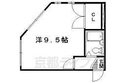 JR山陰本線 円町駅 徒歩8分の賃貸マンション 3階1Kの間取り