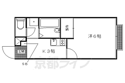 京阪本線 出町柳駅 徒歩12分の賃貸アパート 1階1Kの間取り