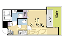 叡山電鉄叡山本線 茶山・京都芸術大学駅 徒歩4分の賃貸マンション 1階1Kの間取り