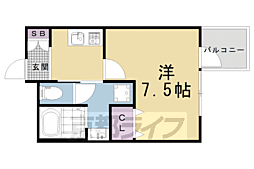 ウェルスクエア京都西陣ＷＥＳＴ 3階1Kの間取り