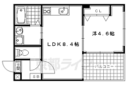 パセオアグラシオン今出川 2階1LDKの間取り