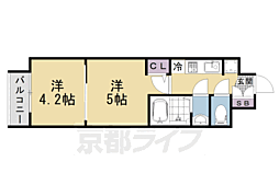 JR山陰本線 二条駅 徒歩15分の賃貸マンション 4階2Kの間取り