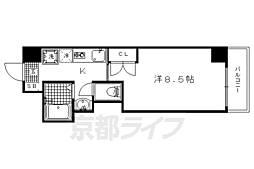Ｖｉｏｌａ　Ｏｋｕｒａ 4階1Kの間取り