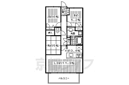 ユニーブル京都紫野 4階3LDKの間取り