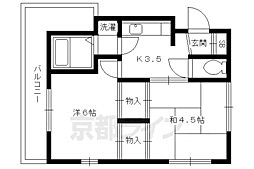 ウエストヴィレッジ 4階2Kの間取り