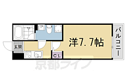 叡山電鉄叡山本線 元田中駅 徒歩5分の賃貸アパート 2階1Kの間取り