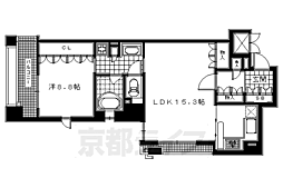 京都市営烏丸線 烏丸御池駅 徒歩1分の賃貸マンション 5階1LDKの間取り