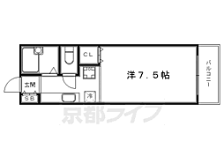 京阪本線 出町柳駅 徒歩17分の賃貸アパート 1階1Kの間取り