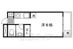 大徳寺温泉マンション 2階1Kの間取り