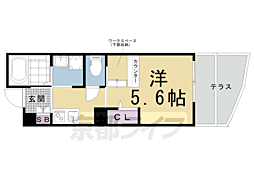 京都市営烏丸線 北大路駅 徒歩10分の賃貸アパート 1階1Kの間取り