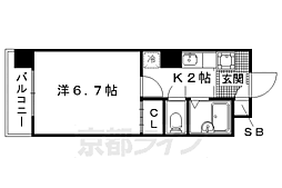 ＯＫＵＮＯ御所東ビル 3階1Kの間取り
