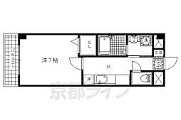京福電気鉄道北野線 北野白梅町駅 徒歩7分の賃貸マンション 2階1Kの間取り