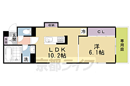 阪急京都本線 西院駅 徒歩5分の賃貸アパート 1階1LDKの間取り