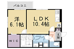 京福電気鉄道北野線 北野白梅町駅 徒歩2分の賃貸アパート 2階1LDKの間取り