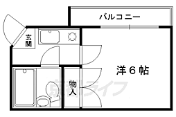 フレッシュ柏野 2階1Kの間取り