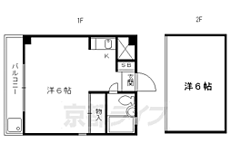 京福電気鉄道北野線 北野白梅町駅 徒歩8分の賃貸マンション 2階1Kの間取り