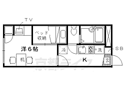 レオパレスウェルスｔｅｎII 1階1Kの間取り