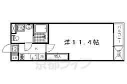 グランコスモ御所 4階1Kの間取り