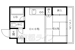 ハイツ美好 2階1DKの間取り