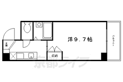 京都市営烏丸線 烏丸御池駅 徒歩8分の賃貸マンション 2階1Kの間取り
