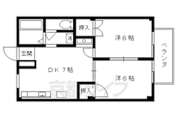 叡山電鉄鞍馬線 岩倉駅 徒歩18分の賃貸アパート 1階2DKの間取り