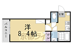京阪本線 出町柳駅 徒歩17分の賃貸マンション 2階1Kの間取り