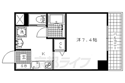 京福電気鉄道北野線 北野白梅町駅 徒歩13分の賃貸マンション 2階1Kの間取り