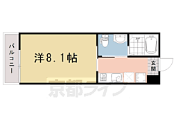 JR山陰本線 円町駅 徒歩3分の賃貸マンション 4階1Kの間取り