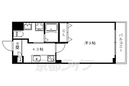 叡山電鉄叡山本線 元田中駅 徒歩7分の賃貸マンション 4階1Kの間取り
