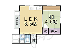 叡山電鉄叡山本線 茶山・京都芸術大学駅 徒歩10分の賃貸マンション 2階1LDKの間取り