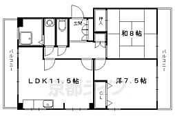 叡山電鉄叡山本線 一乗寺駅 徒歩5分の賃貸マンション 2階2LDKの間取り