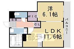 アドミラブールB 1LDKの間取図画像