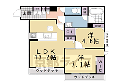 グランコート北浦 2LDKの間取図画像