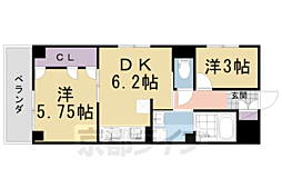 アルファクラージュくずは3 1LDKの間取図画像