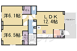 コーポ勢多6番館 2LDKの間取図画像