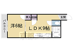 神明台ハイツ 1LDKの間取図画像