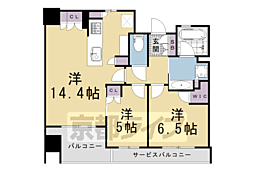 京都市上京区上堀川町マンション 2LDKの間取図画像