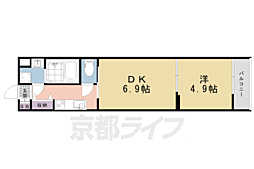フォーリアライズ京都東寺 1DKの間取図画像