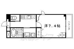 プラリア竹田 1Kの間取図画像