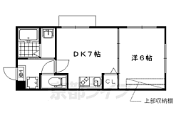 フォルトゥーナ中堂寺 1DKの間取図画像