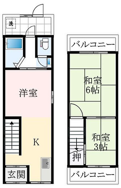 大阪府松原市田井城1丁目(賃貸テラスハウス3K・1階・37.81㎡)の写真 その3