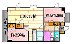 コルティーレ城山 2LDKの間取図画像