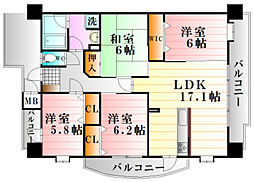 レジデンスソフィア 2階4LDKの間取り