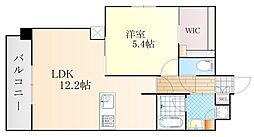トラストコート中筋 3階1LDKの間取り