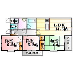 ネオスＡ館 2階3LDKの間取り