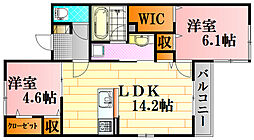 リベラ 2LDKの間取図画像
