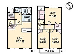 メイプルヒルズ 3LDKの間取図画像