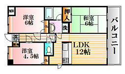 SS八木ハイツ 6階3LDKの間取り